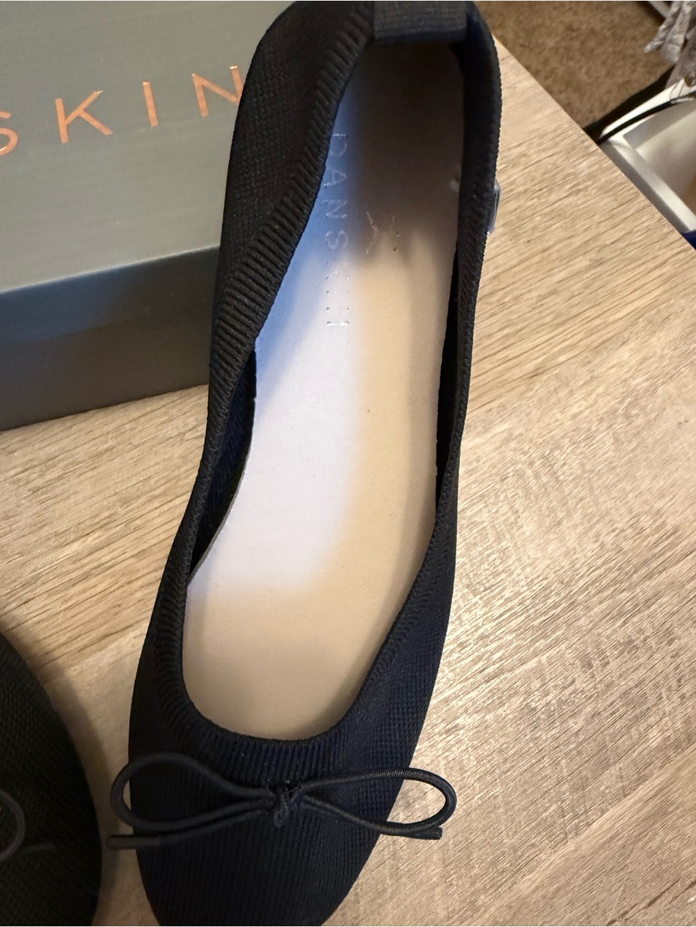 Danskin Black Knit Ballet Flats with Bow Accent - Picture 2 of 3
